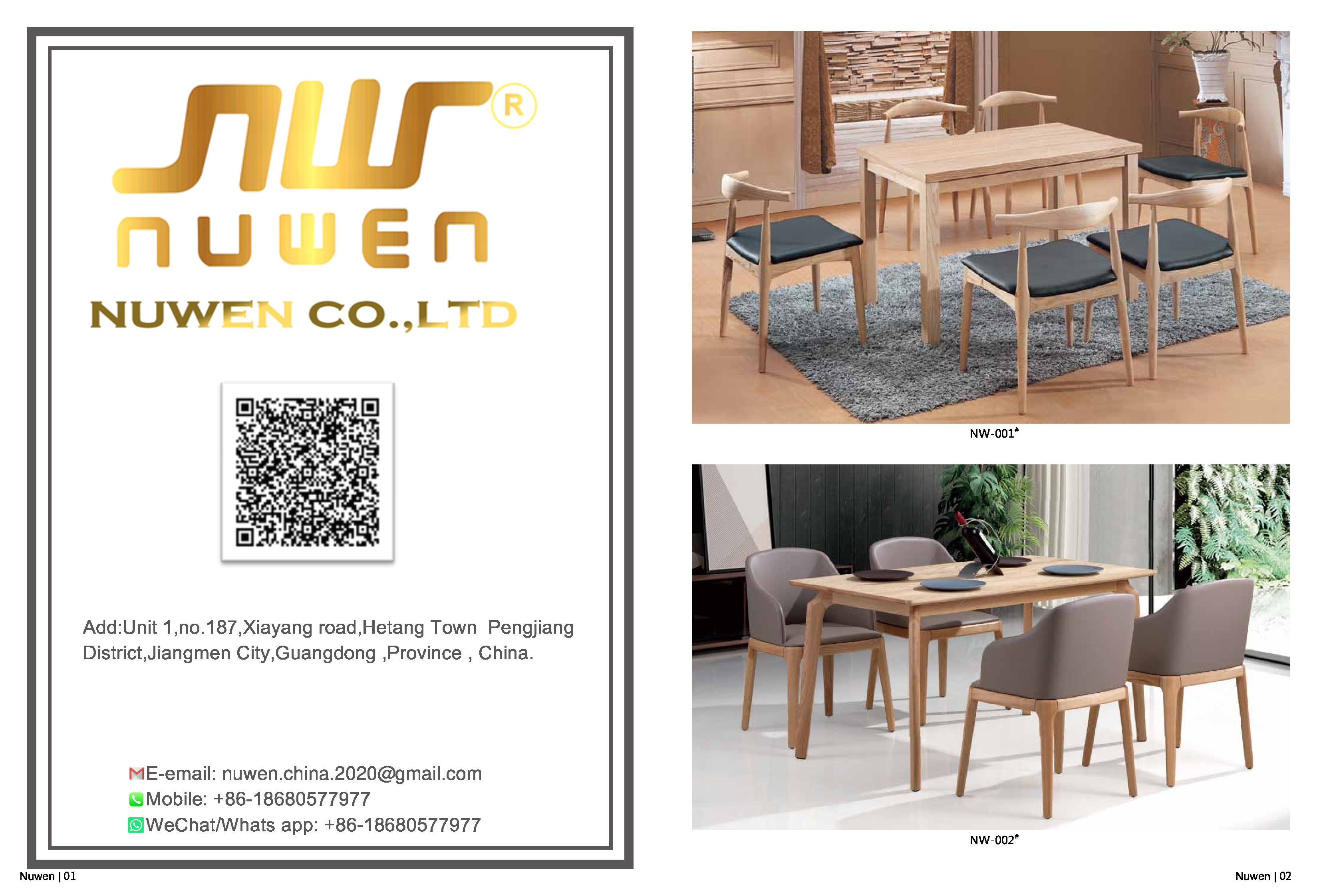 Nuwen Restaurant Furnitures | Sofa | Dinning Tables | Chairs |  -- PDF